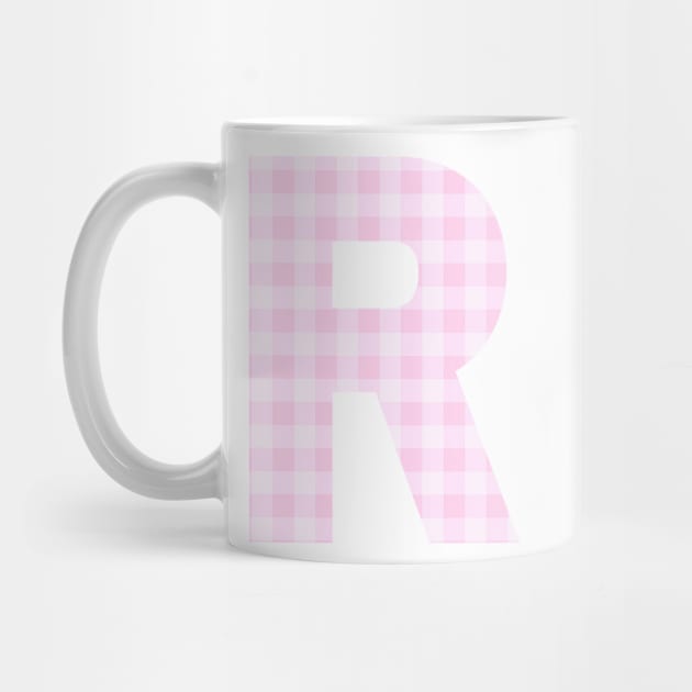 Pink Letter R in Plaid Pattern Background. by BloomingDiaries